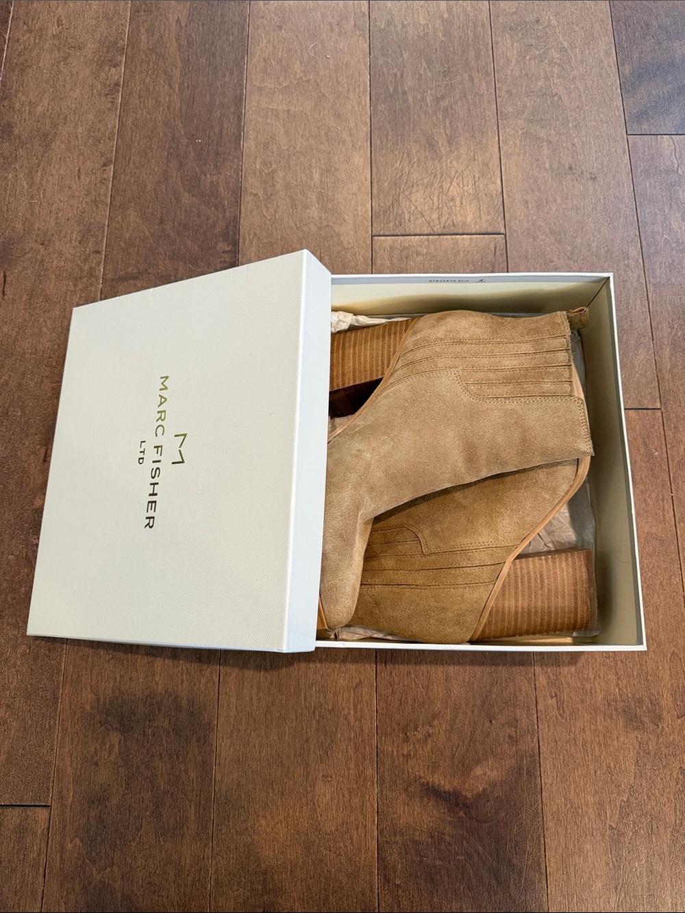 Marc Fisher Oshay Pointed-Toe Suede Ankle Boots, Natural Suede, 9 medium